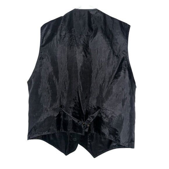 Vintage Basic Editions Suede Leather Vest Men's Large Black Lined Pockets - Picture 3 of 7